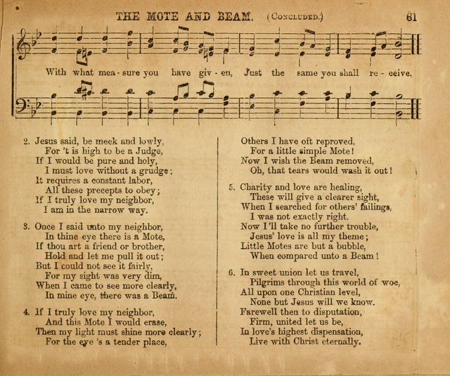 Sabbath School Bell No. 2: a superior collection of choice tunes, newly arranged and composed, and a large number of excellent hymns written expressly for this work, which are well adapted for...      page 61