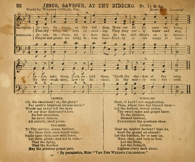 Sabbath School Bell No. 2: a superior collection of choice tunes, newly arranged and composed, and a large number of excellent hymns written expressly for this work, which are well adapted for...      page 92