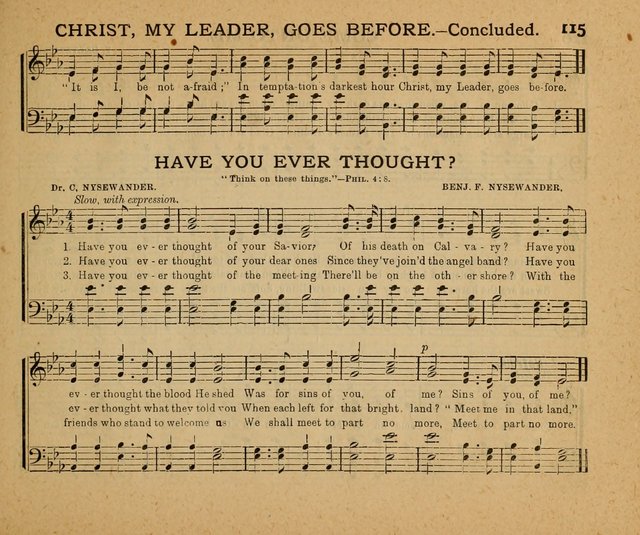 Songs of the Sun Bright Clime: a collection of choice music and poetry, for Sabbath schools and gospel meetings page 115