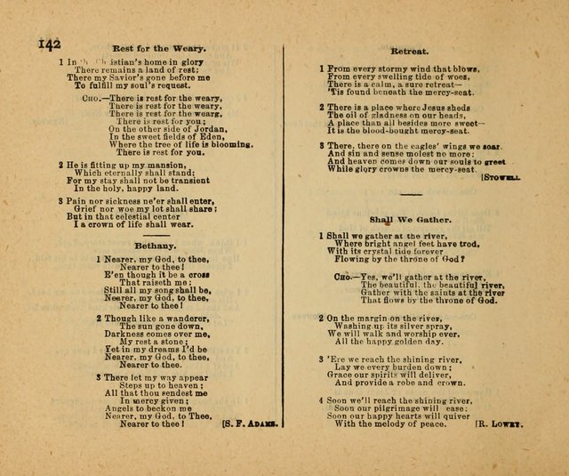 Songs of the Sun Bright Clime: a collection of choice music and poetry, for Sabbath schools and gospel meetings page 142