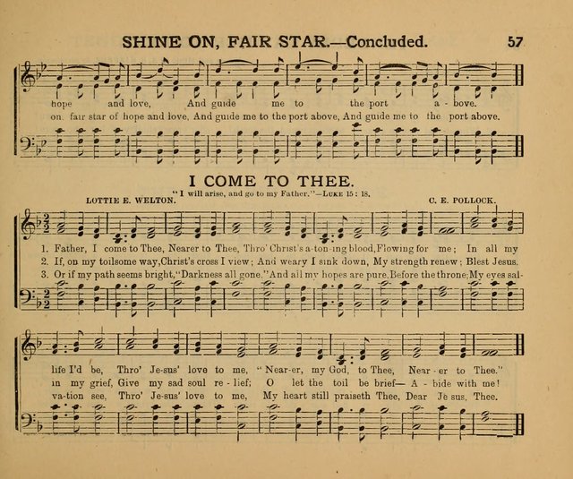 Songs of the Sun Bright Clime: a collection of choice music and poetry, for Sabbath schools and gospel meetings page 57