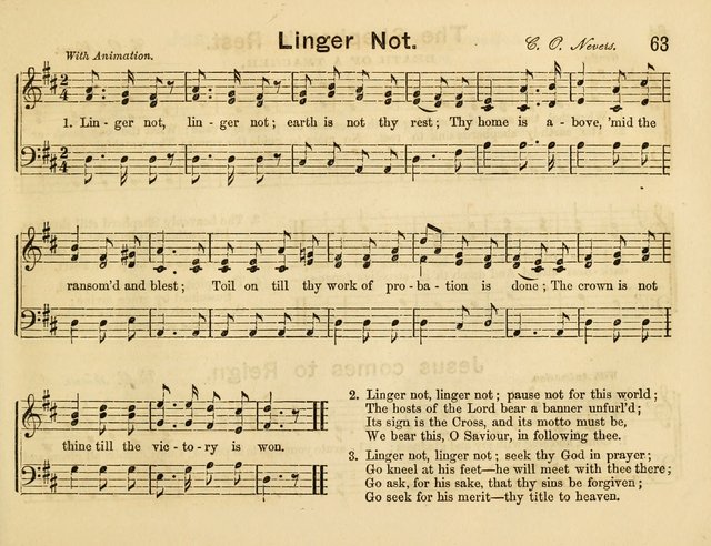 The Sweet Singer: a collection of hymns and tunes for Sunday-schools. Together with a variety suitable for day-schools, revival occasions, and the family circle page 63
