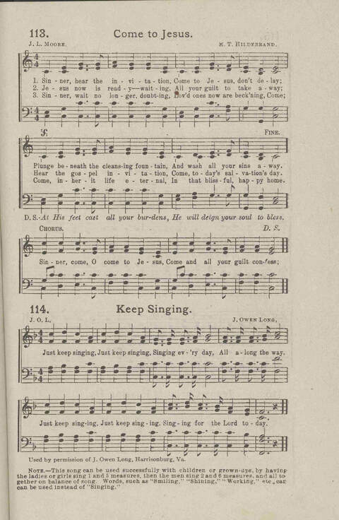 Salvation Songs: A collection of Songs and Hymns adapted to the needs of Revivals, Sabbath Schools, and Gospel Meetings Generally page 107