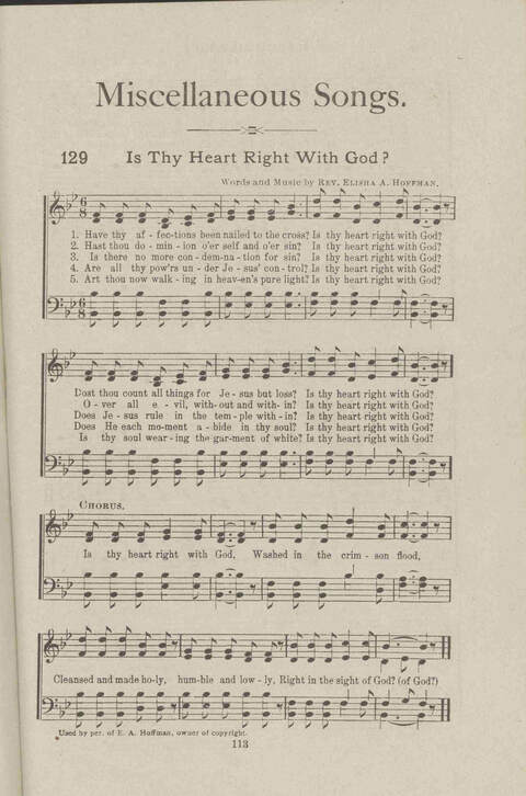 Salvation Songs: A collection of Songs and Hymns adapted to the needs of Revivals, Sabbath Schools, and Gospel Meetings Generally page 119