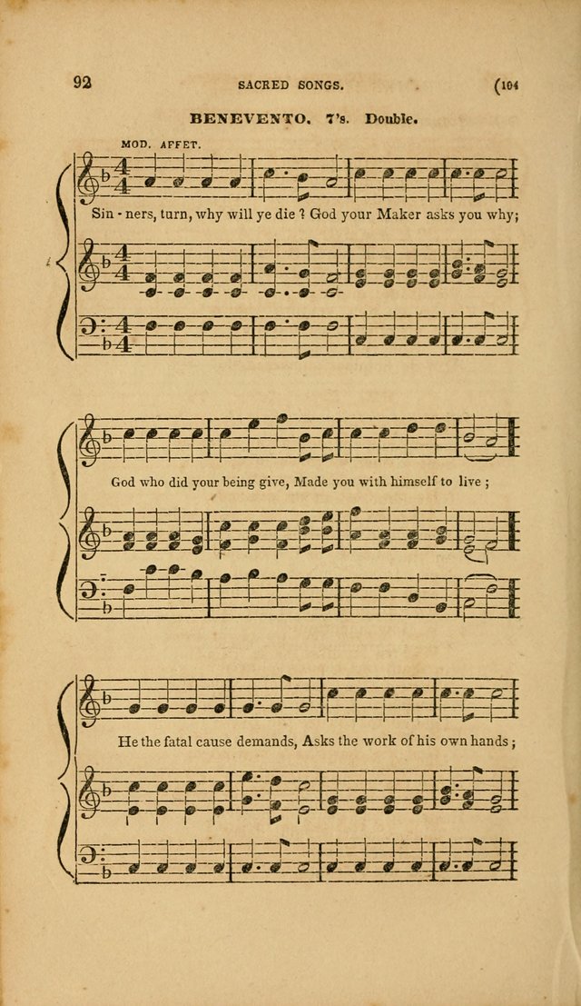 Sacred Songs for Family and Social Worship: comprising the most approved spiritual hymns with chaste and popular tunes page 104
