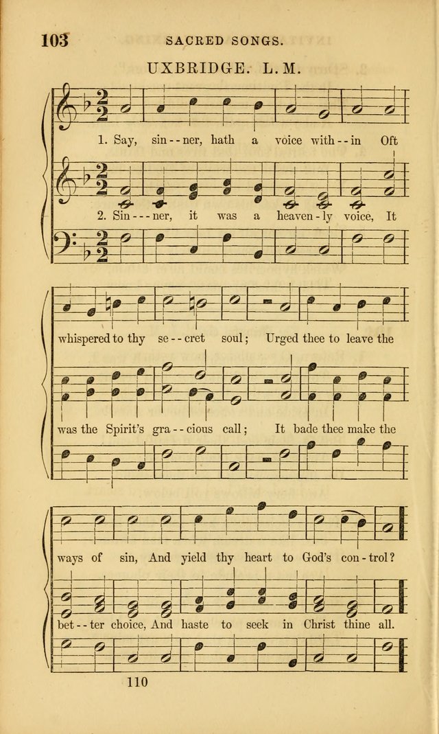 Sacred Songs for Family and Social Worship: comprising the most approved spiritual hymns with chaste and popular tunes ( New ed. rev. and enl.) page 110