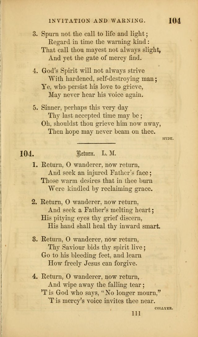 Sacred Songs for Family and Social Worship: comprising the most approved spiritual hymns with chaste and popular tunes ( New ed. rev. and enl.) page 111