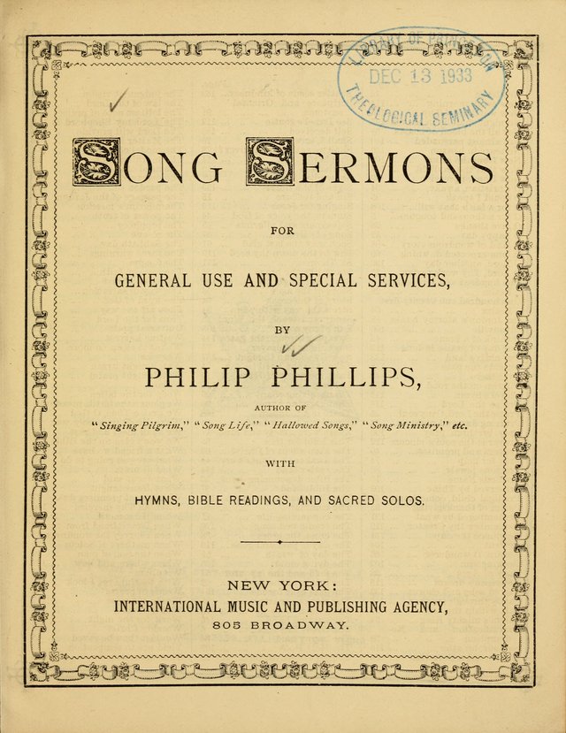 Song Sermons for General Use and Special Services page 1