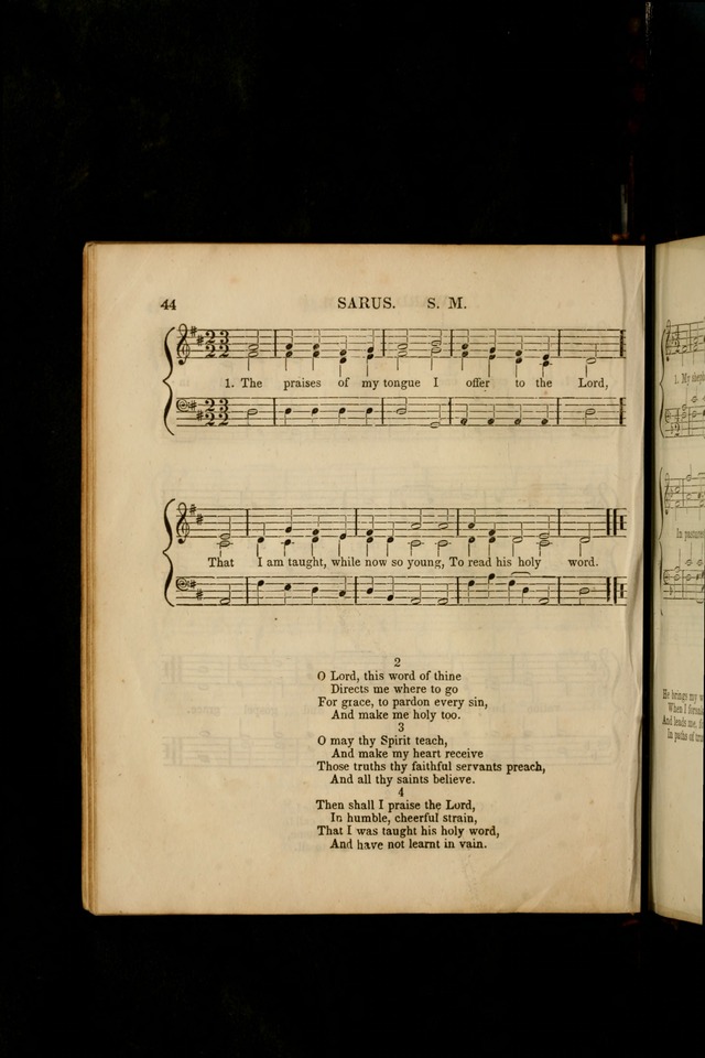 The Sabbath School Harp: being a selection of tunes and hynns, adapted to the wants of Sabbath schools, families, and social meetings (2nd ed.) page 44