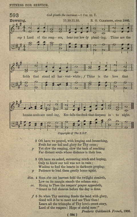 The Sunday School Hymnary: a twentieth century hymnal for young people (4th ed.) page 593