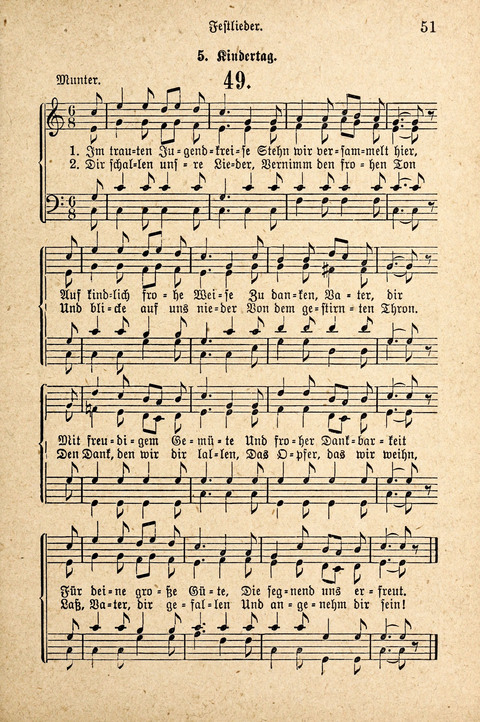 Sonntagsschulharfe: Eine Sammlung auserlesener Lieder und Melodien für die Jugend page 51