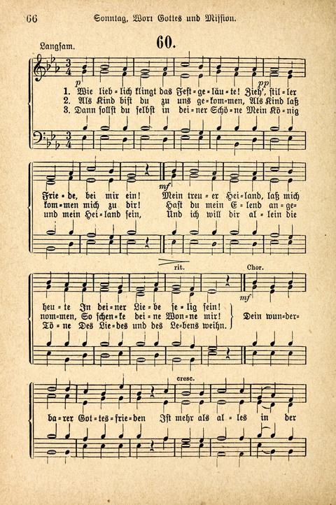 Sonntagsschulharfe: Eine Sammlung auserlesener Lieder und Melodien für die Jugend page 66