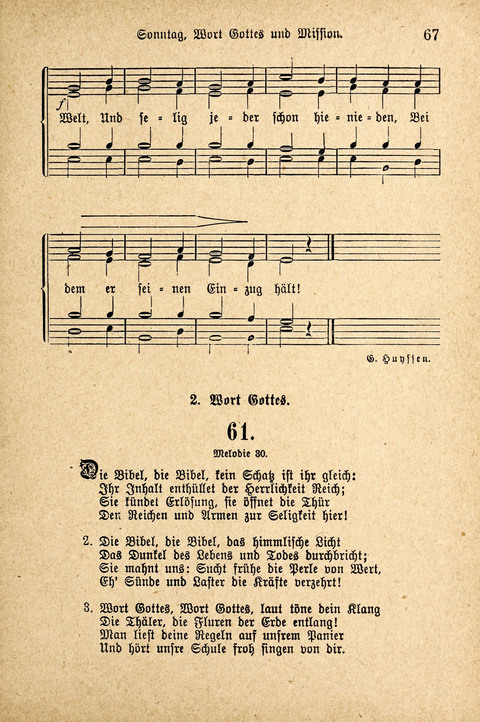 Sonntagsschulharfe: Eine Sammlung auserlesener Lieder und Melodien für die Jugend page 67
