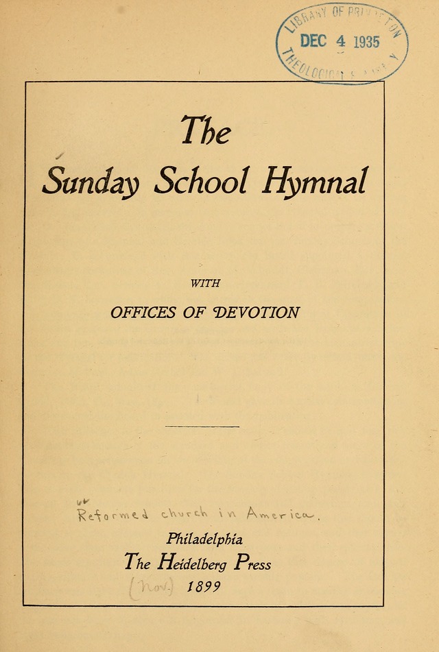 The Sunday School Hymnal: with offices of devotion page v