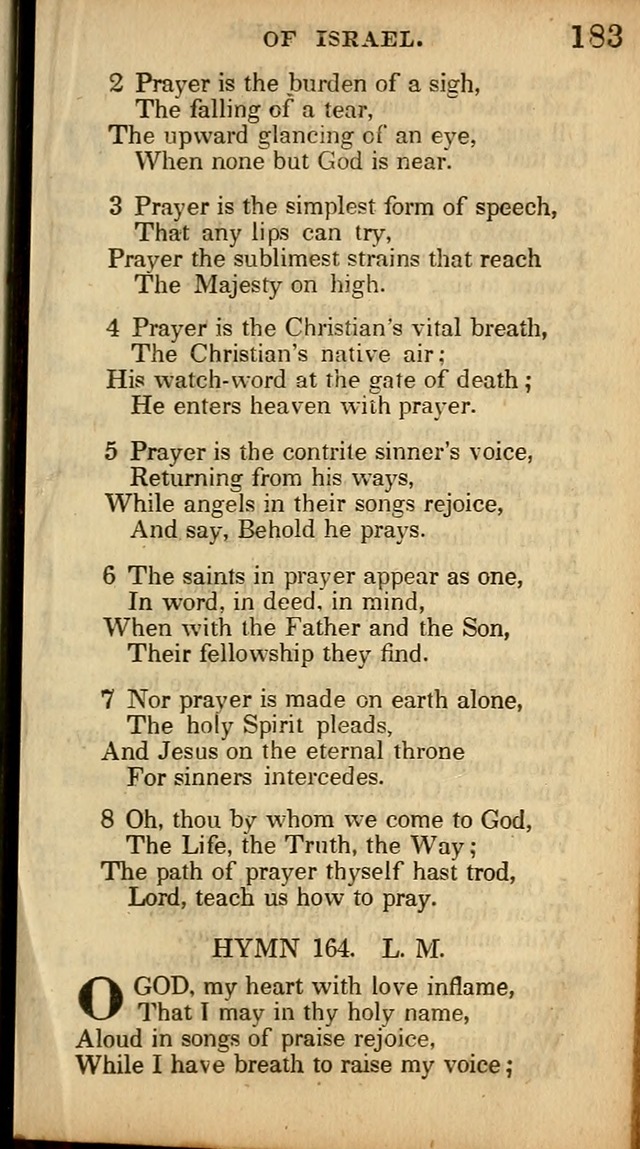 The Sweet Singer of Israel: a collection of hymns and spiritual  songs, usually sung at camp, prayer, and social meetings, and revivals of religion (New ed. much enlarged) page 183