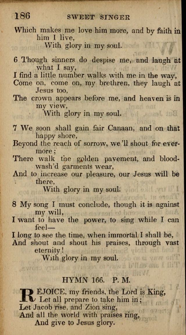 The Sweet Singer of Israel: a collection of hymns and spiritual  songs, usually sung at camp, prayer, and social meetings, and revivals of religion (New ed. much enlarged) page 186