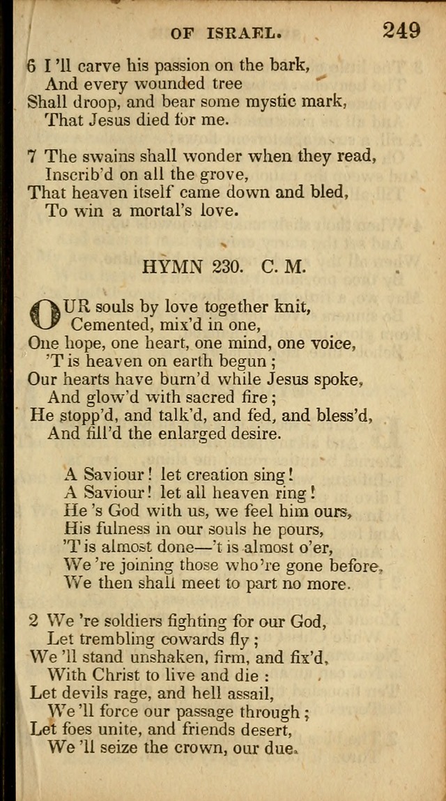 The Sweet Singer of Israel: a collection of hymns and spiritual  songs, usually sung at camp, prayer, and social meetings, and revivals of religion (New ed. much enlarged) page 249