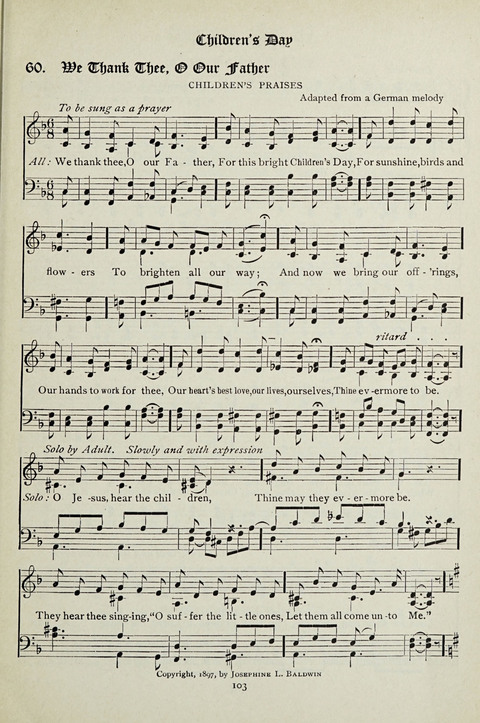 Services and Songs: for use in the Junior Department of the Church School page 103