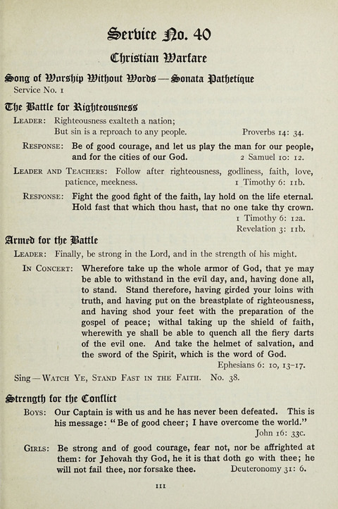 Services and Songs: for use in the Junior Department of the Church School page 111