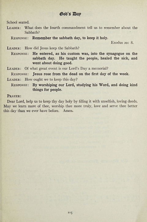 Services and Songs: for use in the Junior Department of the Church School page 115