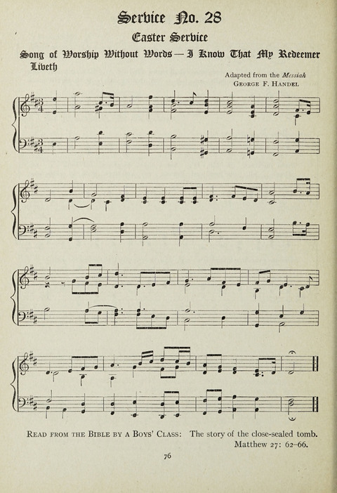 Services and Songs: for use in the Junior Department of the Church School page 76