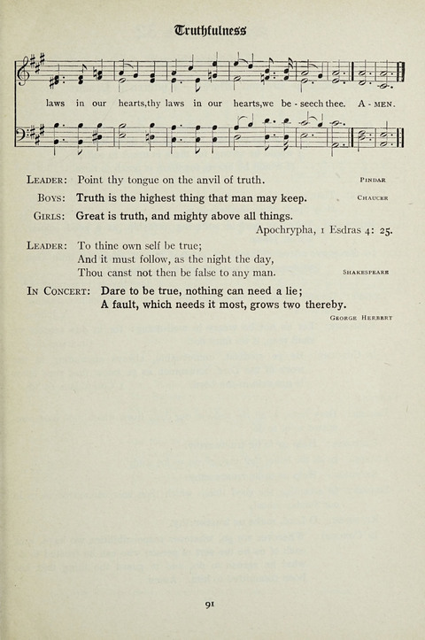Services and Songs: for use in the Junior Department of the Church School page 91