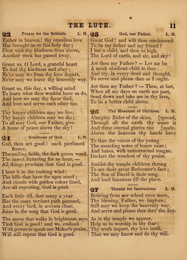 The Sabbath School Lute: a selection of hymns and appropriate melodies, adapted to the wants of Sabbath schools, families and social meetings page 11