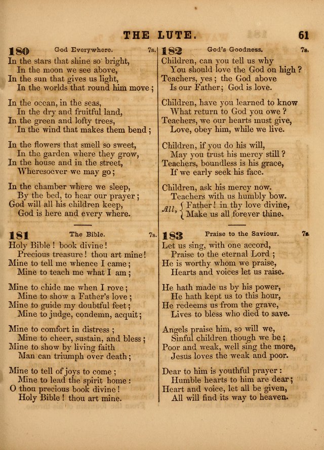 The Sabbath School Lute: a selection of hymns and appropriate melodies, adapted to the wants of Sabbath schools, families and social meetings page 61