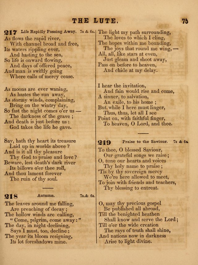 The Sabbath School Lute: a selection of hymns and appropriate melodies, adapted to the wants of Sabbath schools, families and social meetings page 75
