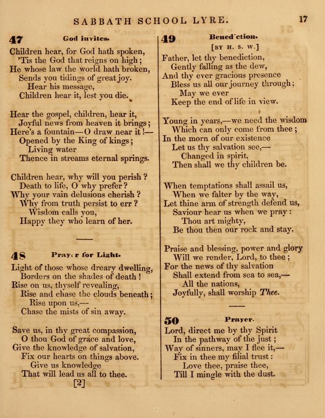 The Sabbath School Lyre: a collection of hymns and music, original and selected, for general use in sabbath schools page 17