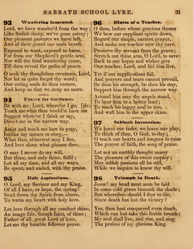 The Sabbath School Lyre: a collection of hymns and music, original and selected, for general use in sabbath schools page 31