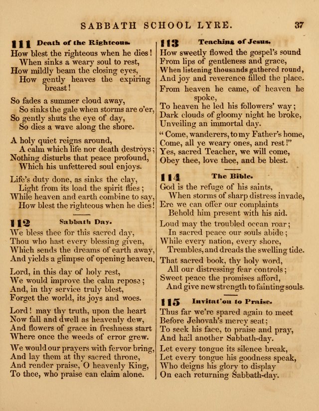 The Sabbath School Lyre: a collection of hymns and music, original and selected, for general use in sabbath schools page 37