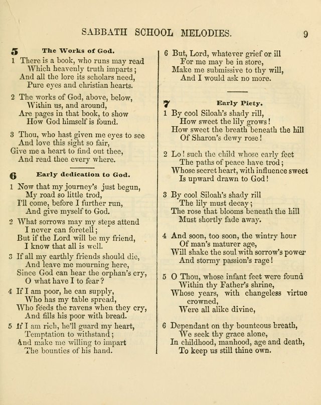 The Sabbath School Melodist: being a selection of hymns with appropriate music; for the use of Sabbath schools, families and social meetings page 9