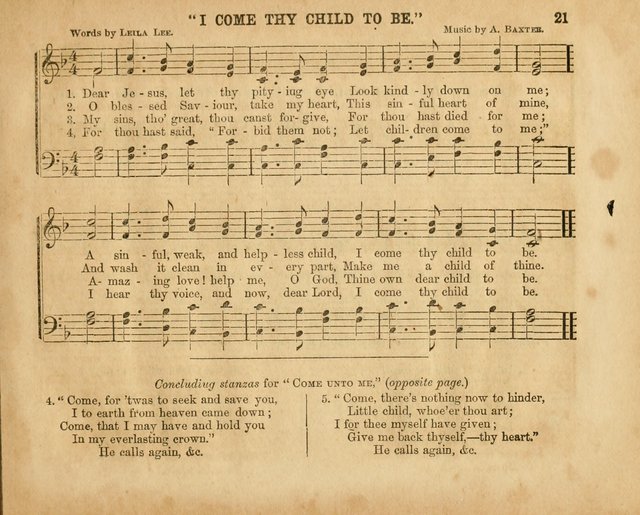 The Sabbath School Pearl or the Sunday school Army singing Book: A New Collection of choice hymns and tunes for Sunday Schools, Anniversaries, Missionary Meetings, Infant Class Exercises, &c. page 21