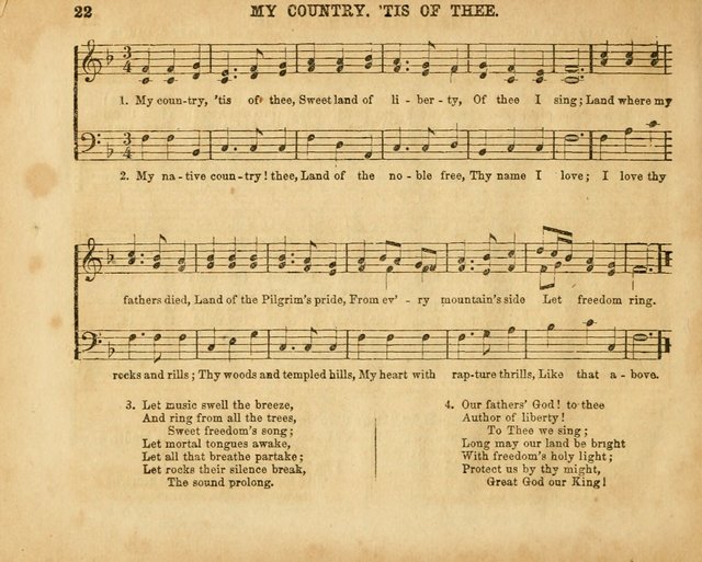 The Sabbath School Pearl or the Sunday school Army singing Book: A New Collection of choice hymns and tunes for Sunday Schools, Anniversaries, Missionary Meetings, Infant Class Exercises, &c. page 22