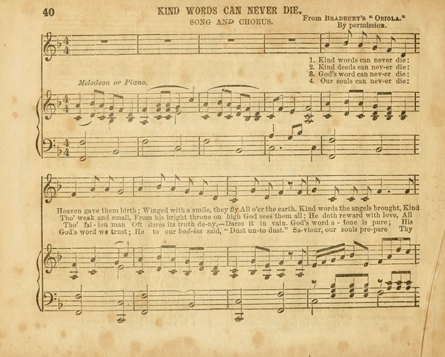 The Sabbath School Pearl or the Sunday school Army singing Book: A New Collection of choice hymns and tunes for Sunday Schools, Anniversaries, Missionary Meetings, Infant Class Exercises, &c. page 40