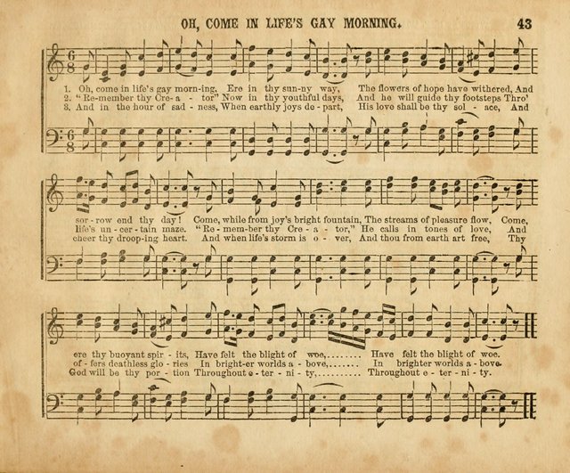 The Sabbath School Pearl or the Sunday school Army singing Book: A New Collection of choice hymns and tunes for Sunday Schools, Anniversaries, Missionary Meetings, Infant Class Exercises, &c. page 43