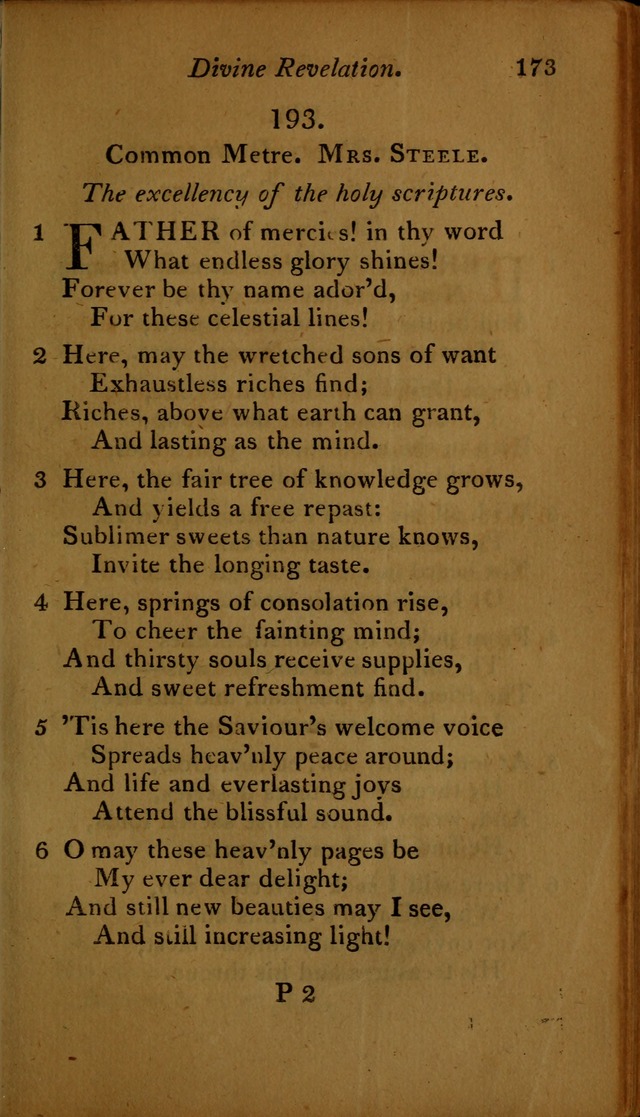 A Selection of Sacred Poetry: consisting of psalms and hymns, from Watts, Doddridge, Merrick, Scott, Cowper, Barbauld, Steele ...compiled for  the use of the Unitarian Church in Philadelphia page 173
