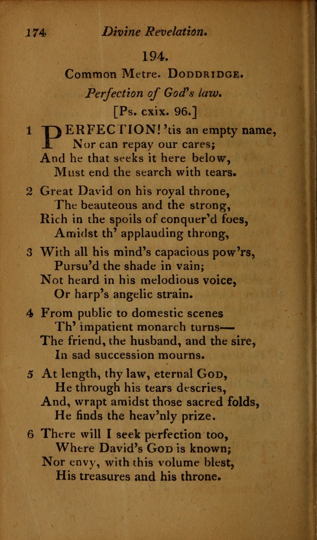 A Selection of Sacred Poetry: consisting of psalms and hymns, from Watts, Doddridge, Merrick, Scott, Cowper, Barbauld, Steele ...compiled for  the use of the Unitarian Church in Philadelphia page 174