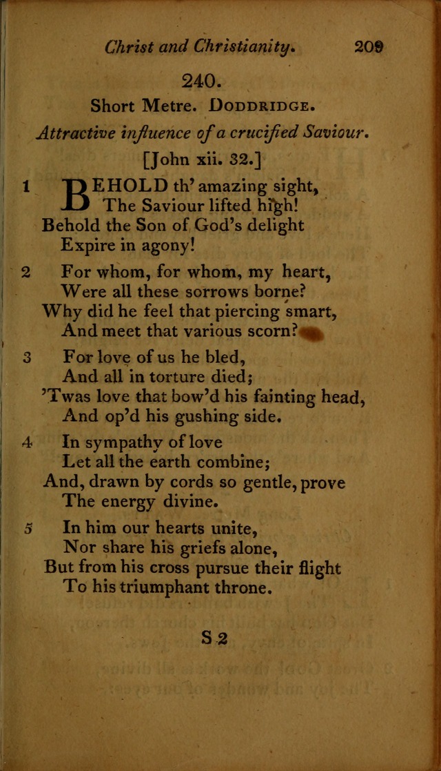 A Selection of Sacred Poetry: consisting of psalms and hymns, from Watts, Doddridge, Merrick, Scott, Cowper, Barbauld, Steele ...compiled for  the use of the Unitarian Church in Philadelphia page 209
