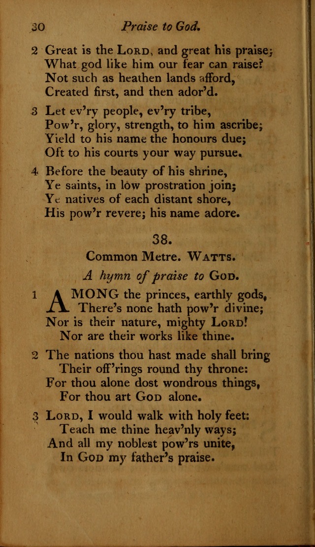 A Selection of Sacred Poetry: consisting of psalms and hymns, from Watts, Doddridge, Merrick, Scott, Cowper, Barbauld, Steele ...compiled for  the use of the Unitarian Church in Philadelphia page 30