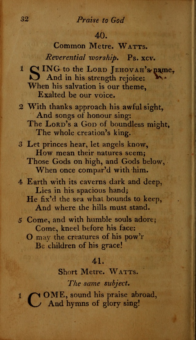A Selection of Sacred Poetry: consisting of psalms and hymns, from Watts, Doddridge, Merrick, Scott, Cowper, Barbauld, Steele ...compiled for  the use of the Unitarian Church in Philadelphia page 32