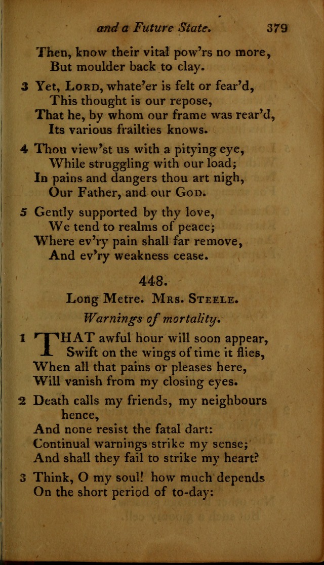 A Selection of Sacred Poetry: consisting of psalms and hymns, from Watts, Doddridge, Merrick, Scott, Cowper, Barbauld, Steele ...compiled for  the use of the Unitarian Church in Philadelphia page 379
