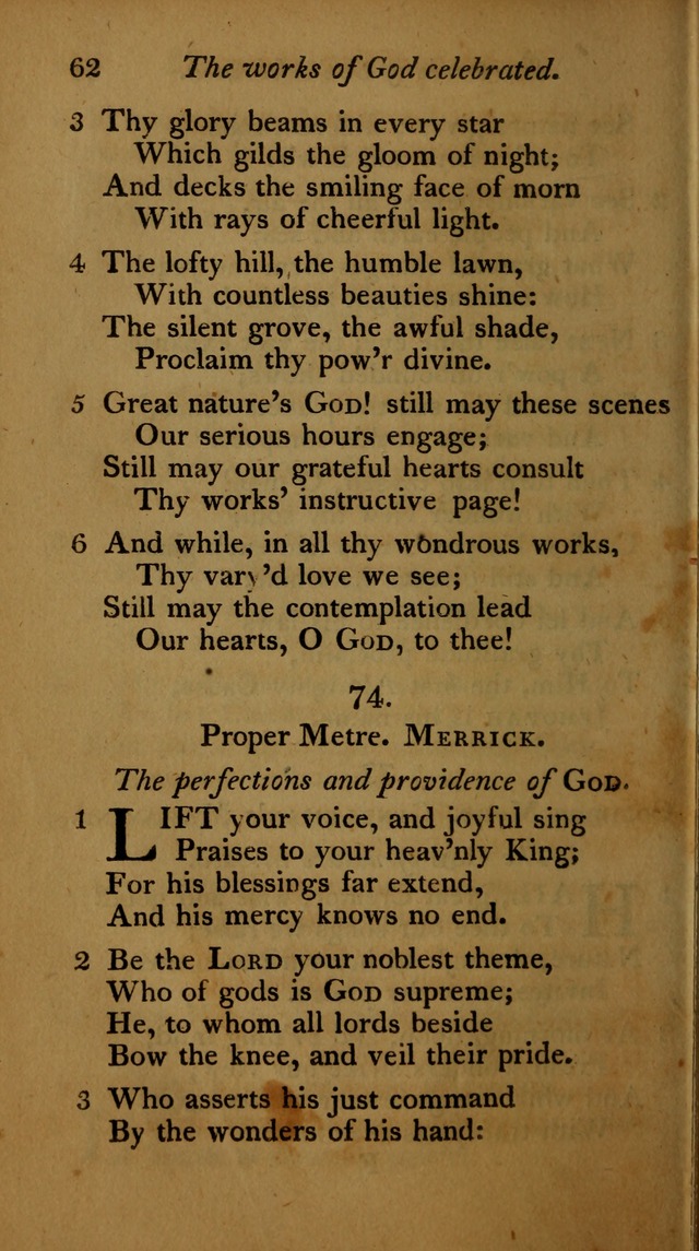 A Selection of Sacred Poetry: consisting of psalms and hymns, from Watts, Doddridge, Merrick, Scott, Cowper, Barbauld, Steele ...compiled for  the use of the Unitarian Church in Philadelphia page 62