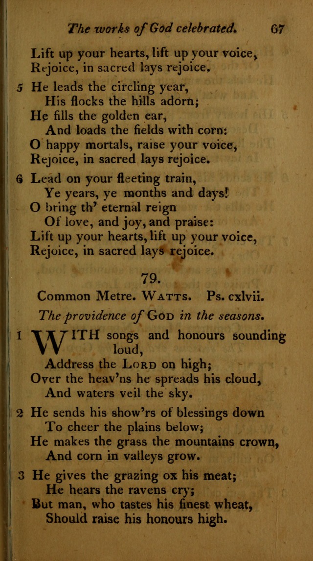 A Selection of Sacred Poetry: consisting of psalms and hymns, from Watts, Doddridge, Merrick, Scott, Cowper, Barbauld, Steele ...compiled for  the use of the Unitarian Church in Philadelphia page 67