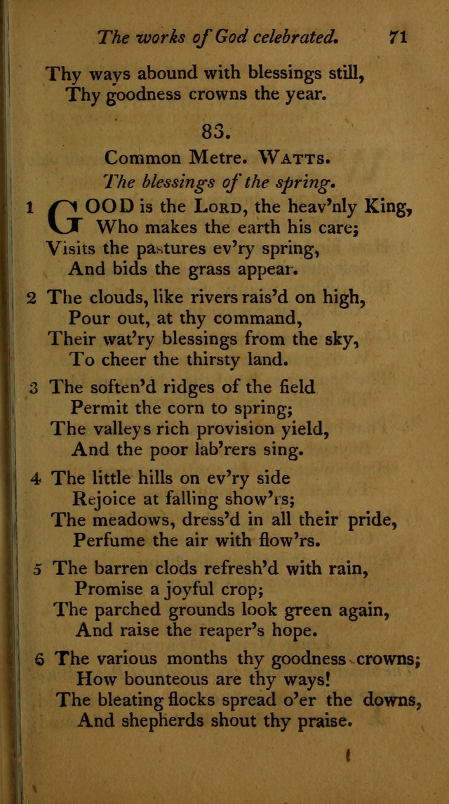 A Selection of Sacred Poetry: consisting of psalms and hymns, from Watts, Doddridge, Merrick, Scott, Cowper, Barbauld, Steele ...compiled for  the use of the Unitarian Church in Philadelphia page 71