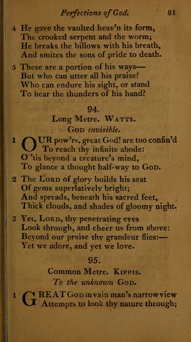 A Selection of Sacred Poetry: consisting of psalms and hymns, from Watts, Doddridge, Merrick, Scott, Cowper, Barbauld, Steele ...compiled for  the use of the Unitarian Church in Philadelphia page 81