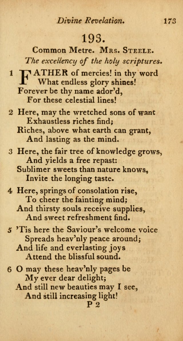 A Selection of Sacred Poetry: consisting of psalms and hymns from Watts, Doddridge, Merrick, Scott, Cowper, Barbauld, Steele, and others (2nd ed.) page 173