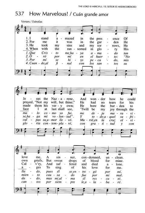 Santo, Santo, Santo: cantos para el pueblo de Dios = Holy, Holy, Holy:  songs for the people of God 537. I stand amazed in the presence (Que Cristo  me haya amado) | Hymnary.org