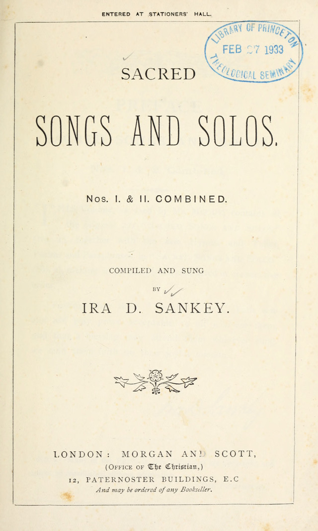 Sacred Songs & Solos: Nos 1. and 2. Combined page iv